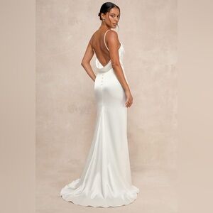 Lulus-Lovely Endearment White Satin Sleeveless Backless Maxi Dress (Medium)